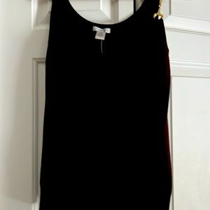 Cache brown sweater top with straps with gold crystal buckle